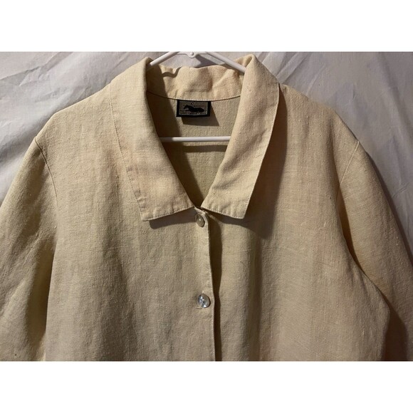 TWO STAR DOG U.S. made Natural Hemp Fibers Butter Yellow 90's Tunic/Shacket XL - Picture 3 of 7